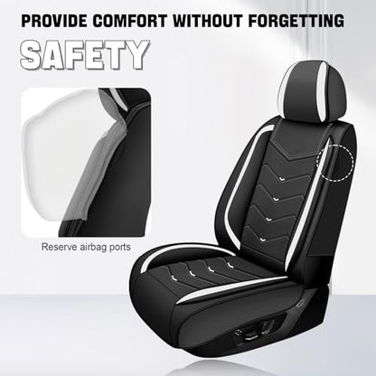 Car Seat Cover for KIA Soul 2010-2025, Driver's Seat Covers,Non-Slip Waterproof seat Cover,Wear-Resistant Nappa Leather car seat Covers. (Standard 2 Seats/Black White) - color: Black White, size: Standard 2 Seats