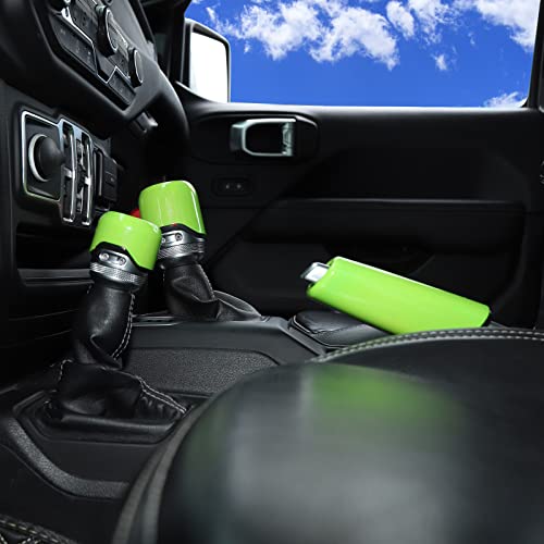 for Wrangler JL Handbrake Cover Green, Gear Shift Knob Cover for Jeep Wrangler JL JLU Gladiator JT 2018 Up Green Interior Accessories 3pcs