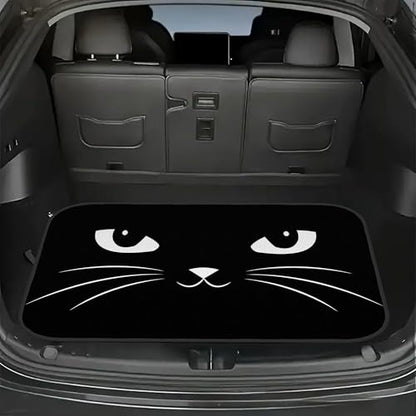 Universal Car Trunk Mat 29" x 39", Black Cat Theme All Weather Trunk Protection Cargo Liner, Durable Cargo Mat Rear Trunk Liner, Stylish Vehicle Interior Accessories Suitable for Most Car Models - color: Black Cat Theme
