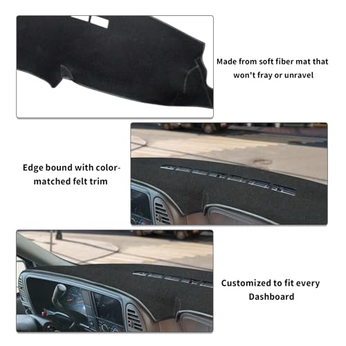 POSAID Dash Cover for 1997-2000 Chevy Chevrolet Silverado/GMC Sierra C1500 C2500 C3500 K1500 K2500 K3500, Dashboard Cover for 1997-1999 Chevy Tahoe/GMC Yukon, for 1999-2000 Cadillac Escalade, Black