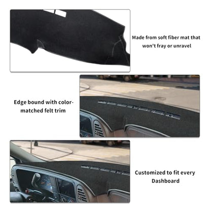 POSAID Dash Cover for 1997-2000 Chevy Chevrolet Silverado/GMC Sierra C1500 C2500 C3500 K1500 K2500 K3500, Dashboard Cover for 1997-1999 Chevy Tahoe/GMC Yukon, for 1999-2000 Cadillac Escalade, Black