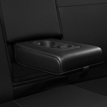 CAR PASS Leather Back Seat Cover, Universal Waterproof Bench Rear Seat Cover Zipper Split Rear Bench Protector Fit 95% Automotive Interior Covers for Cars Sedans SUVs (Rear,All Black) - color: Black Back Rear
