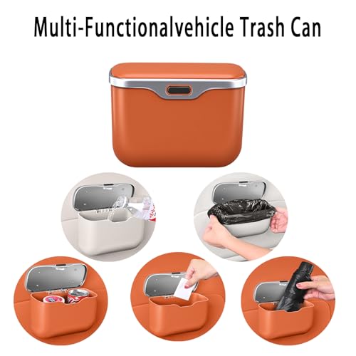 Car Trash Can with Lid - 2-in-1 Leather Top Car Garbage Can & Storage Box | Leakproof, Waterproof Hanging Auto Trash Bin for Back of Seat, Door, SUVs, Trucks, Sedans Grey - color: Grey