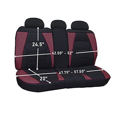 FH Group Ultra Comfort Highest Grade Faux Leather Full Set Cushion Pads Car Seat Covers for Front and Rear– Universal Fit for Cars Trucks & SUVs (Burgundy/Black)