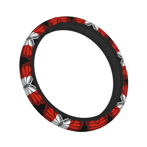 Butterfly Austrian Flag Breathable Neoprene Steering Wheel Cover - Anti-Slip Floral Design Universal Fit for Cars/Trucks/Suvs (14.5"-15" Inch) - color: Butterfly Austrian Flag