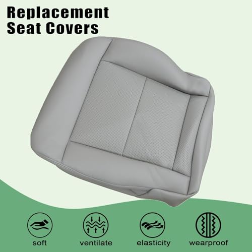 Priprilod Driver Side Bottom Replacement Microfiber Leather Seat Cover Gray Compatible with Mercedes Benz E350 E550 2010 2011 2012 2013 2014