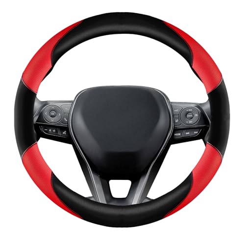 Soft Leather Steering Wheel Cover with Breathable Design and Anti-Slip Grip, Specially Designed for 14.5-15.2 inch Circular Steering Wheels