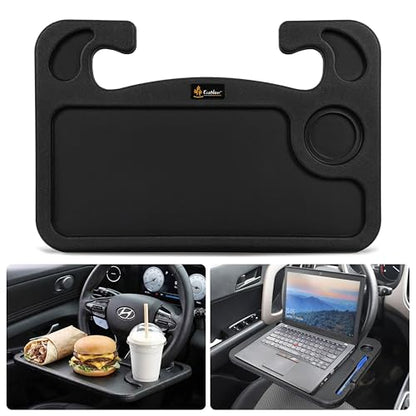 EcoNour Steering Wheel Desk for Hyundai Elantra 2011-2024 2025 2026 2-in-1 Car Tray Table Laptop Car Mount with Pen Holder Food Tray for Eating with Drinks Holder Multipurpose Travel Car Accessories - size: Fit For Hyundai Elantra 2011-2026