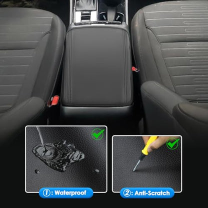 2022-2025 2026 Santa Cruz Center Console Cover for Hyundai Santa Cruz (SE/SEL/Night/SEL Premium/SEL Activity/XRT/Limited), Waterproof &Comfy Leather Armrest Cover 2026 Santa Cruz Accessories - color: (for Santa Cruz) - Leather
