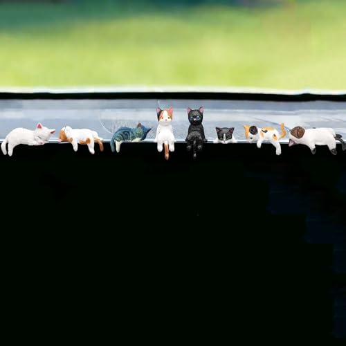Set of 8 Cat Car Interior Accessories Dashboard Decorations,Cute Car Dash Decor Rearview Mirror Ornament for Women Girl (Cat 8 Pcs) - color: Cat 8 Pcs