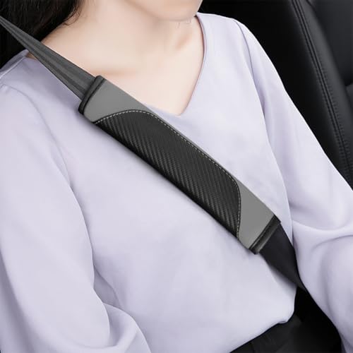 2PCS Car Seat Belt Cover, Carbon Fiber Seatbelt Shoulder Protection, Soft Car Seat Belt Strap Cushion Protect Your Neck and Shoulder, Car Accessories Seat Belt Pad for Car Truck (Black/Gray) - color: Black/Gray