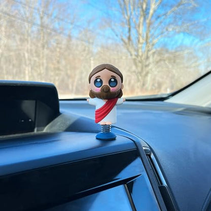 Jesus Dashboard Dancer – Fun Bobblehead of Christ with Open Arms – Religious Car Accessory with Sticky Pad – Cute and Unique Gift for Believers, Christian Drivers & Faithful Friends - style: Jesus Dancer