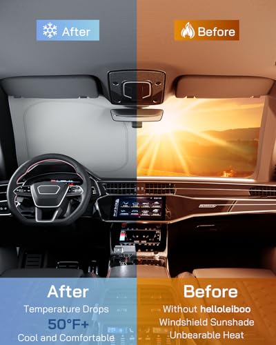 helloleiboo Graphene Car Windshield Sun Shade – 59" x 33" Foldable Car Sun Shade, Advanced Heat Absorption & UV Protection, Universal Fit for Cars, SUVs & Trucks (59 * 33 Inches) - size: 59 x 33 inches