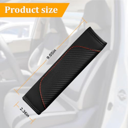 2PCS Car Seat Belt Cover, Carbon Fiber Seatbelt Shoulder Protection, Soft Car Seat Belt Strap Cushion Protect Your Neck and Shoulder, Car Accessories Seat Belt Pad for Car Truck (Black) - color: Black