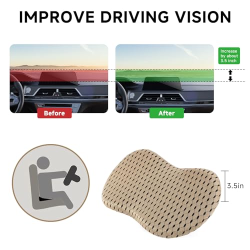 Livtribe Car Seat Cushion - Memory Foam Seat Pad for Sciatica & Lower Back Pain Relief - Driving Cushion with Breathable Mesh Cover - Road Trip Essentials for Drivers (3D Beige) - color: K-beige
