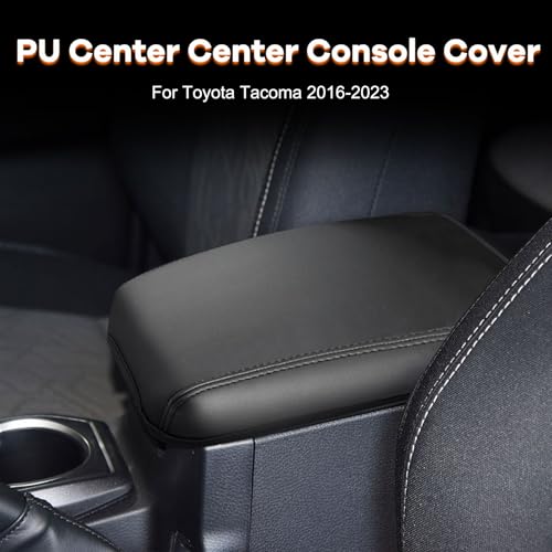 Center Console Cover Compatible with Toyota Tacoma 2016-2023 Accessories, Microfiber PU Leather Armrest Box Lid Protector Cover for Toyota Tacoma Accessories (Black) - size: Fit for Toyota Tacoma 2016-2023