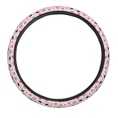Halloween Pink Cute Ghost Bats Heart Steering Wheel Cover for Women Men, Non-Slip Steering Wheel Protector Car Wheel Covers, Universal 15 Inch Fit for Auto, Suvs, Truck - color: Halloween Pink Cute Ghost Bats Heart