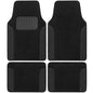 BDK Floor Mats for Cars, Two-Tone Carpet with Faux Leather Accents, Automotive Floor Mat Set with Built-In Heel Pad, Stylish Interior Car Accessories (Black)