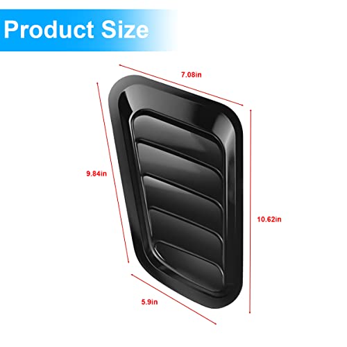 2PCS Universal Hood Air Vents for Car Hood Scoop, Bonnet Vent Hood Air Intake Trim Cover (Black) - color: Black