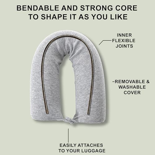 Dot&Dot Twist Memory Foam Travel Pillow, Bendable Neck Pillow for Airplane, Car and Home, 26-Inch Adjustable Roll, Neck Support, Chin, Lumbar and Leg