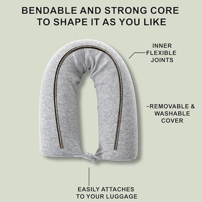 Dot&Dot Twist Memory Foam Travel Pillow, Bendable Neck Pillow for Airplane, Car and Home, 26-Inch Adjustable Roll, Neck Support, Chin, Lumbar and Leg