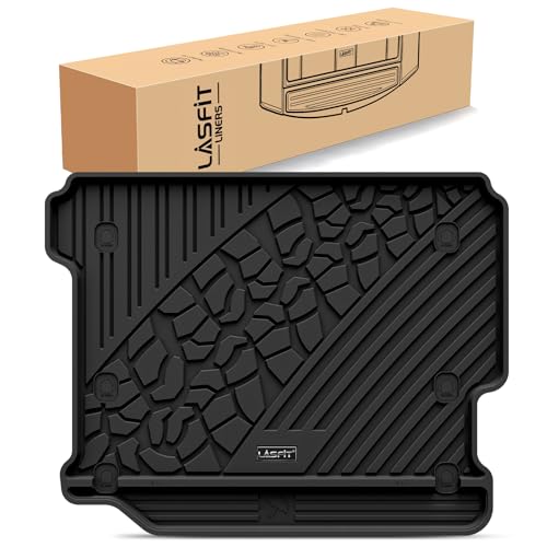 LASFIT Trunk Mat for Jeep Wrangler JL 2018-2025 2026 4 Door Cargo Without SUBWOOFER, All Weather TPE Custom Fit Cargo Mat for Flat Load Floor Gas Type (Not for JK/Not PHEV/Not 2-Door), Black - style: Wrangler JL 2018-2026 (No Subwoofer) Cargo Mat