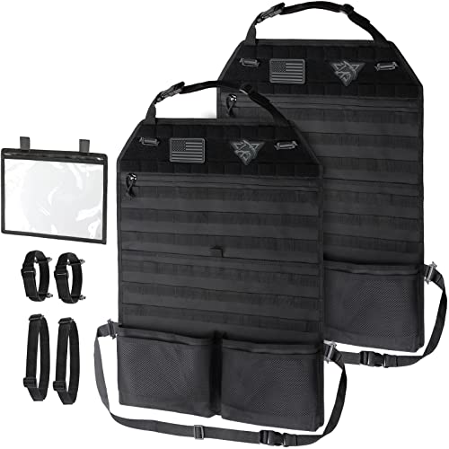 WYNEX Car Seat Organizer, Molle Backseat Cover Organizer Protector with Sling Rack, Visual Pocket and Patch, Universal Vehicle Fits for F150, Jeeps, Pickups & Trucks for Road Trips (2-Packs) - color: Black - 2 packs