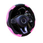 Ultra Fine Carbon Fiber Leather Steering Wheel Cover, Anti Slip and Sun Protective Protect the Steering Wheel, Easy to Install,Universal of 14.5"-15" (Pink) - color: Pink