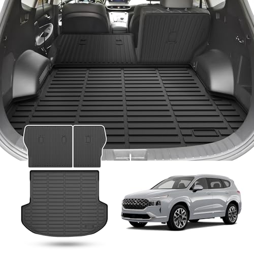 Santa Fe Cargo Liner - Trunk Mat for Hyundai Santa Fe 2021-2023, All Weather Cargo Mat for Santa Fe Accessories, Heavy Duty Car Mats, Car Accessories - size: 6)Hyundai Santa Fe 21-23