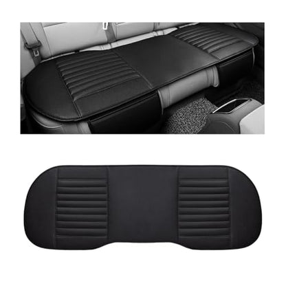 Leather Car Seat Cover, Breathable Rear Seat Bottom Cushion Pad Filling Bamboo Charcoal, Comfortable Anti-Slip Vehicle Long Bench Cover with Storage Pockets, Car Accessories (Black) - color: Black