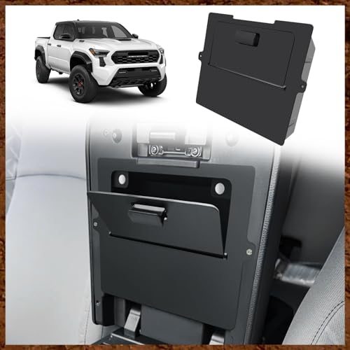 Muslogy Center Console Hidden Organizer Compatible with 2024 2025 2026 Toyota Tacoma Accessories Magnet Armrest Hidden Storage Box Middle Console Insert Secret Organizer Compartment ABS Material - color: Black, size: Armrest Hidden Organizer