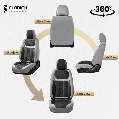 Seat Covers, Atomutive Car Seat Covers Full Sets, Waterproof Seat Cover for Cars, Luxury Leather Universal Seat Cover Accessories Fit for Most Cars SUV Truck Sedans(Grey)