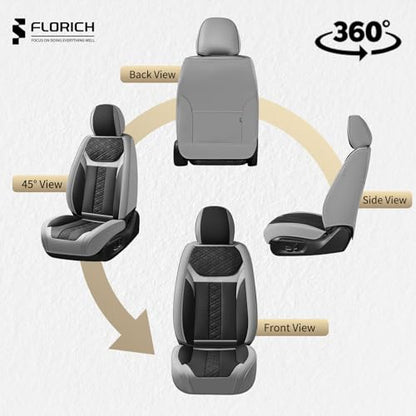 Seat Covers, Atomutive Car Seat Covers Full Sets, Waterproof Seat Cover for Cars, Luxury Leather Universal Seat Cover Accessories Fit for Most Cars SUV Truck Sedans(Grey)
