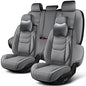 TIEHESYT Gray Car Seat Covers Full Set, Breathable Leather Automotive Front and Rear Seat Covers & Headrest for Reduce the Driving Fatigue, Compatible with Most Vehicles, Cars - color: Graceful Gray, size: Front Pair and Rear