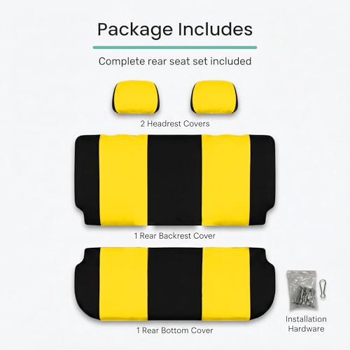 FH Group Universal Solid Bench Car Seat Cover fits Detachable Headrests– Universal Fit for Cars Trucks & SUVs (Yellow/Black) - color: Yellow