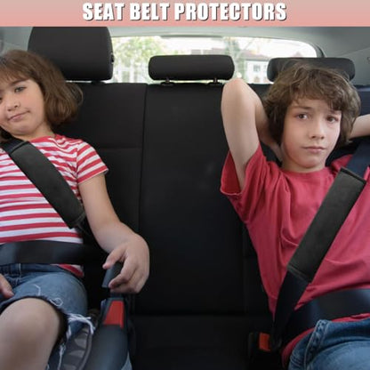 2PCS Car Seat Belt Pads Cover - Soft Fluff Car Seat Belt Shoulder Strap Cover Harness Pad Protect Your Neck - Universal Comfortable Seatbelt Strap Cushion for Most Cars & Backpacks (Black) - color: Black