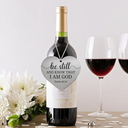XQLZY Be Still and Know That I Am God Stainless Steel Love Rear View Mirror Car Charm, Faith Car Heart Charm Gifts for Believer Friend Family, Religious Vehicle Decorative Hanging Ornaments