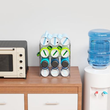 Yieach Larger Compartments Stackable Water Bottle Organizer for 40 oz Stanley Cup Holder,Yeti and Other Tumbler Organizer,3 Tier Wine Rack and Waterbottle Storage Rack for Kitchen Cabinets,Countertop - size: 3 Tier Hold 9 Bottle