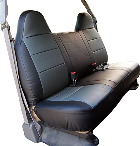 Custom-FIT Artificial Leather Front Bench seat Covers Designed for Ford F-250 350 450 (Black/Charcoal) - color: Black/Charcoal