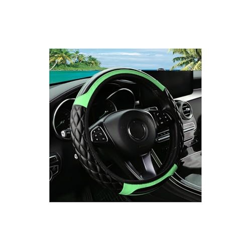 Car Steering Wheel Cover, 14.5-15inch Leather Anti-Slip Car Wheel Cover Protector, Safety Comfortable Desgin, Universal Auto Steering Wheels Accessories for Cars Truck SUV (Green) - color: Green
