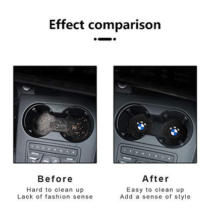 Car Cup Holder Coaster for BMW X1 X3 M3 M5 X5 X6 Z4 3 5 7 Series | Silicone, 2.76 Inch, 2 Pieces, Interior Accessories - color: Black-a6