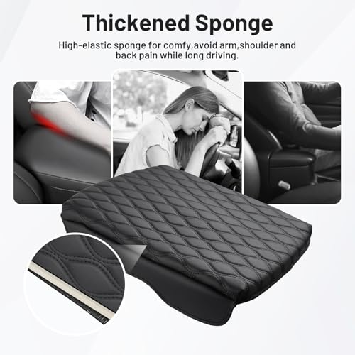 Autorder Center Console Cover for 2019-2025 2026 Dodge Ram 1500/2500/3500 Accessories Armrest Cushion Cover Nappa Leather Middle Console Covers Console Cushion Pad Anti-Scratch(Bucket Seat Only) - size: 19-25 Dodge Ram