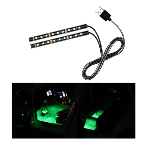 Car LED Strip Light, 24 LEDs RGB Neon Interior Atmosphere Lights, 12V Under Dash Ambient Night Light, USB Port Auto Interior Decorative Lamp, Universal Car Accessories (Green) - color: Green, size: 24 LED, USB Port