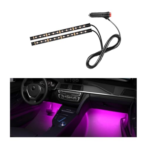 Car LED Strip Light, 24 LEDs RGB Neon Interior Atmosphere Lights, 12V Under Dash Ambient Night Light, Cigarette Lighter Auto Interior Decorative Lamp, Car Accessories (Pink Purple) - color: Pink Purple, size: 24 LED, Cigarette Adapter