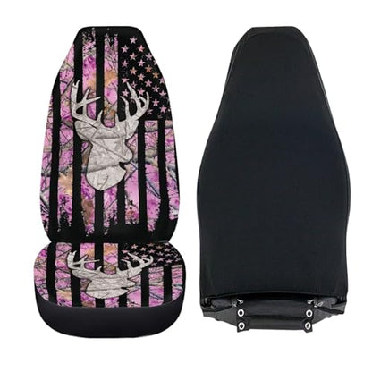 American Flag Deer Car Seat Covers Universal Front Car Seats Breathable Anti-Slip Back Fabric Removable Automotive Accessories Suitable for Cars SUV - color: American Flag Deer
