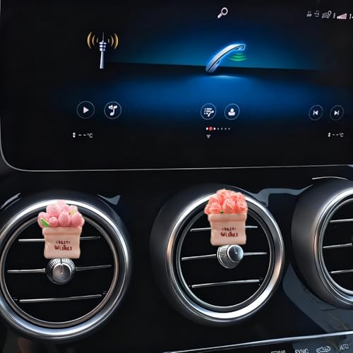 6PCS Flower Car Dashboard Decorations, Daisy Car Dashboard Decor Rear View Mirror Ornaments, Cute Car Accessories for Women
