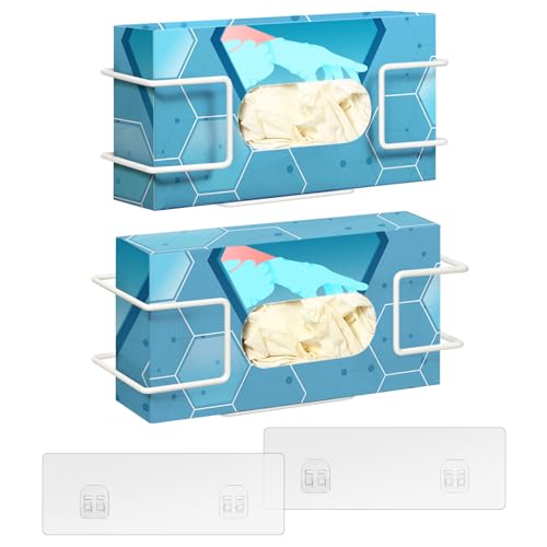 THYGIFTREE Glove Box Holder Wall Mount Dispenser, 2 Pack with 1 Small + 1 Large Rack, Small Fits 100 Count Boxes, Large Fits 100 & 200 Count Boxes, Fits Most Nitrile Latex & Vinyl Glove Boxes, White - color: White - 2Pack (Fits Standard Box)