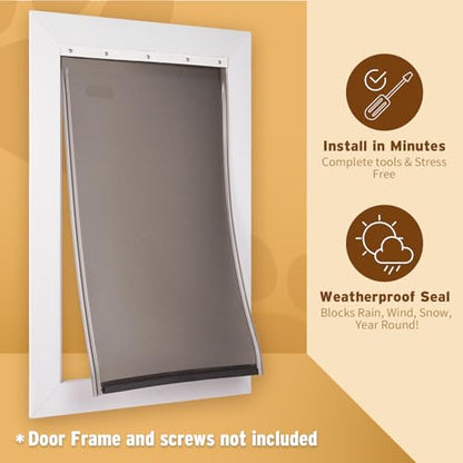 PAC11-11039 Dog Door Replacement Flap | Heavy-Duty PVC Material | 16 7/8" x 10 1/8" L Size, BPA-Free & Weatherproof - size: Large