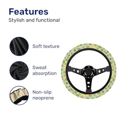 GENANY Leaf Mask Spirits Steering Wheel Cover, Non Slip Polyester Car Wheel Protector for Car SUV Truck, Universal 15 Inch - color: Leaf Spirits