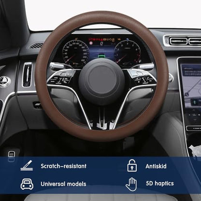 Car Steering Wheel Cover, Silicone Car Steering Wheel Protective Cover, 33-40 CM Anti-Slip Soft Comfortable Steering Wheel Cover for Women Men, Universal Accessories Fit Cars Trucks SUVs (Coffee) - color: Coffee